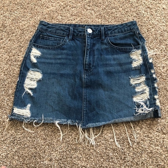 3X1 distressed Celine denim raw hem skirt - Picture 1 of 9